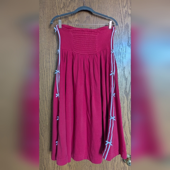 Anthropologie Terry Cloth Red Dress With Bow Accents - Picture 3 of 4